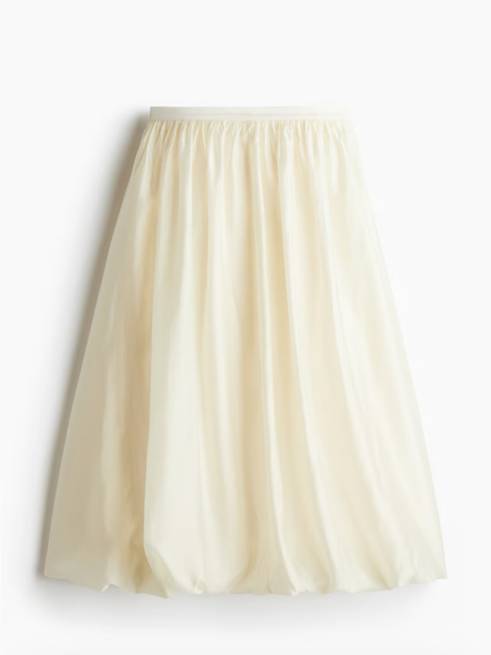 H&M Cream Full Bubble Hem Midi Skirt.